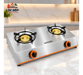 Bếp Gas Đôi YiLi 2H Inox 2 Họng Cho Quán Ăn, Mì Cay, Cơm Niêu
