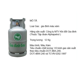 Bình gas Gia đình 12kg màu xám