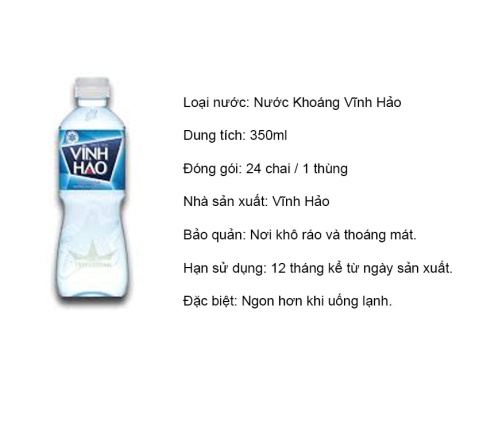 Nước uống đóng chai Vĩnh Hảo 350ML
