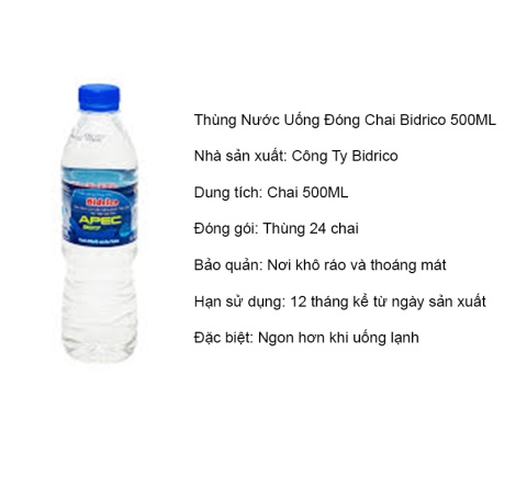 Nước Khoáng BIDRICO Chai 500ml