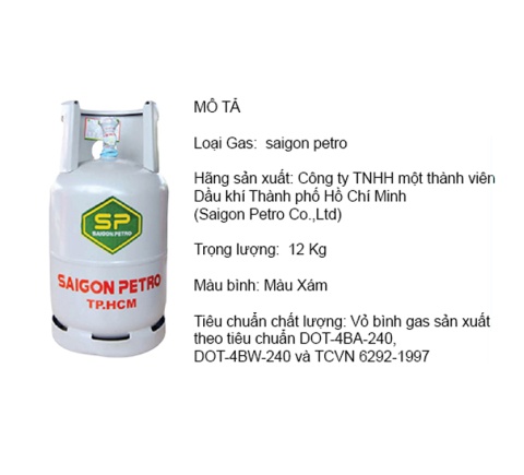 Bình gas 12kg Gas Saigon Petro màu xám